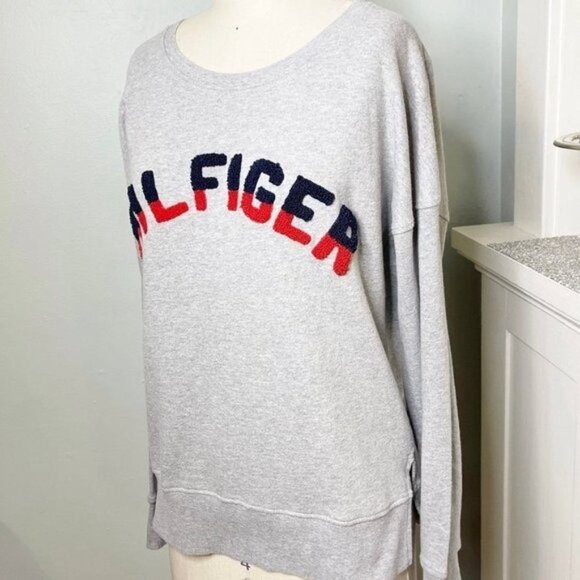Tommy Hilfiger Logo Crewneck Sweatshirt Pullover Gray Size Medium - Picture 5 of 13